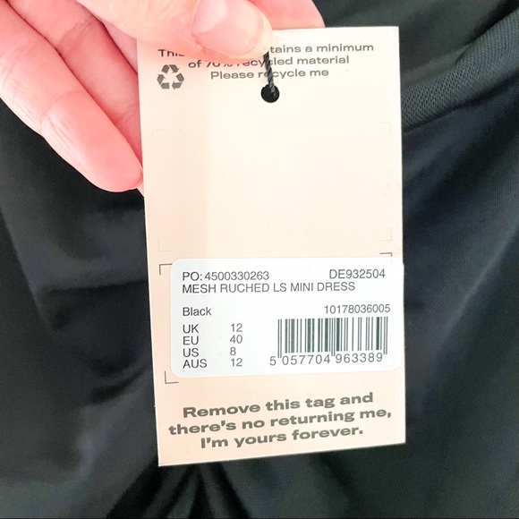 Missguided Black Mesh Ruched Long Sleeve Mini Dress - Picture 7 of 7